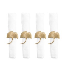 Conjunto de 4 rondas de toallas doradas de Ginkgos