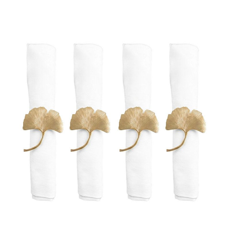 Conjunto de 4 rondas de toallas doradas de Ginkgos