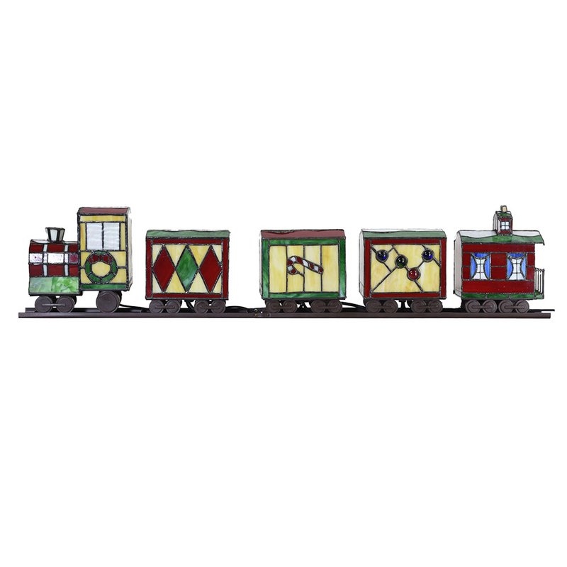 Tiffany Tafellamp Trein 100x9x20 cm Rood Groen Glas Tiffany Lampen