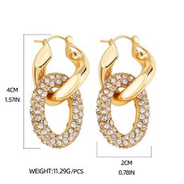 Boucles d'oreilles Punk cercle pendentif brillant strass en acier inoxydable, boucles d'oreilles pendantes ovales rondes antirouille, bijoux Huggie de fête en Zircon, nouveau
