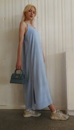 Long flowy dress in plain fabric or print