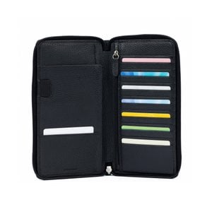 K0005AB | Travel document holder in genuine full-grain leather, grained dollar - Black color - Dimensions: 12.5 x 22 x 2 cm - Packaging: Tnt bag