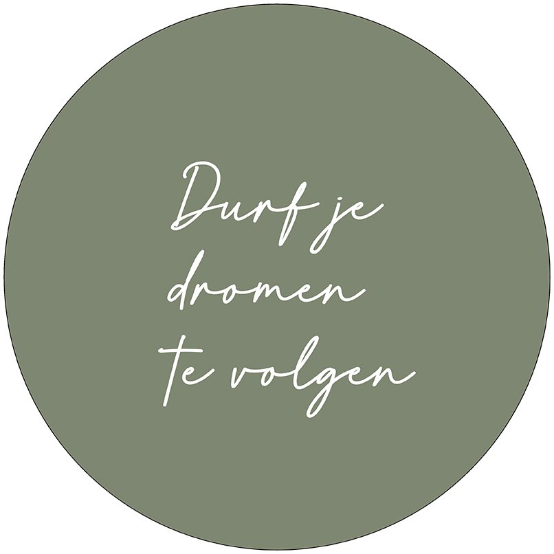 Muurcirkel durf dromen olijfgroen