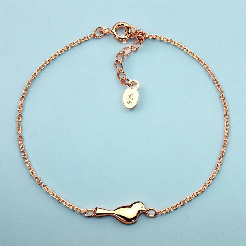 925 sølvarmbånd med fuglemotiv - 18K forgyldt, 16,5 cm længde - ARM925-35