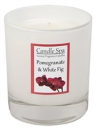 Pomegranate & White Fig scented candle in a 30cl tumbler glass. Features a warm, fruity fragrance with notes of pomegranate and white fig.