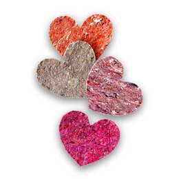 Untersetzer-Set mit 4 Herzen – recycelte Kleidung