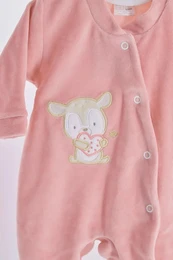 Baby broderet velour sovedragt, lille kanin