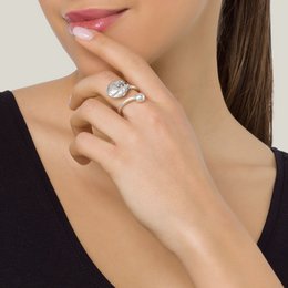 Anello regolabile in argento 925 placcato "Luna".