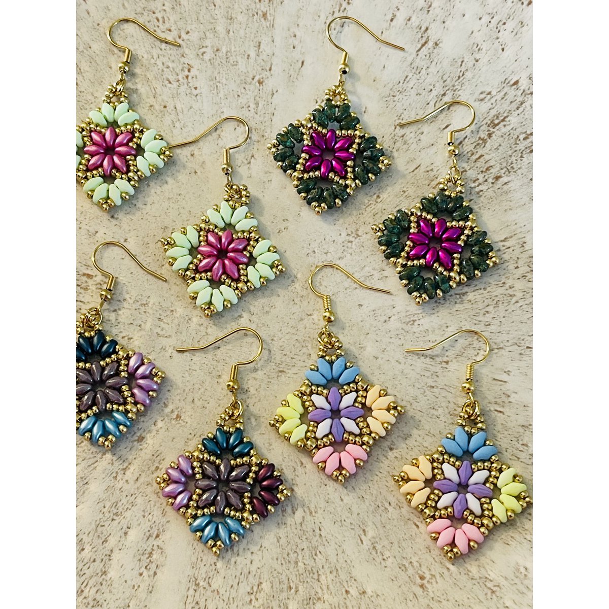 Oorbellen Duo Beads Donkergroen