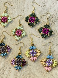 Oorbellen Duo Beads Donkergroen