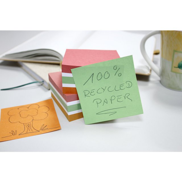 Infonotities 75x75mm assorti gerecyclede doos 2x400 vel