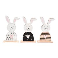 Wooden bunny white, black 3-fold, (W/H/D) 13x22x4cm