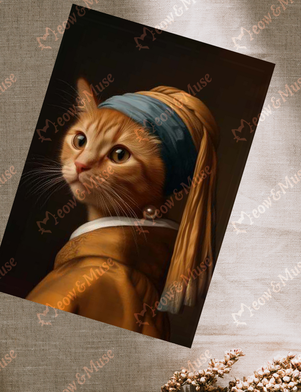 Postkarte 'Vermeer Cat Ingwer'
