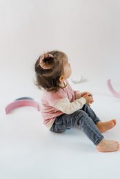 *Bestseller* Sustainable Color-block Baby Sweater | Mauve with Ecru arm | 100% GOTS certified organic cotton