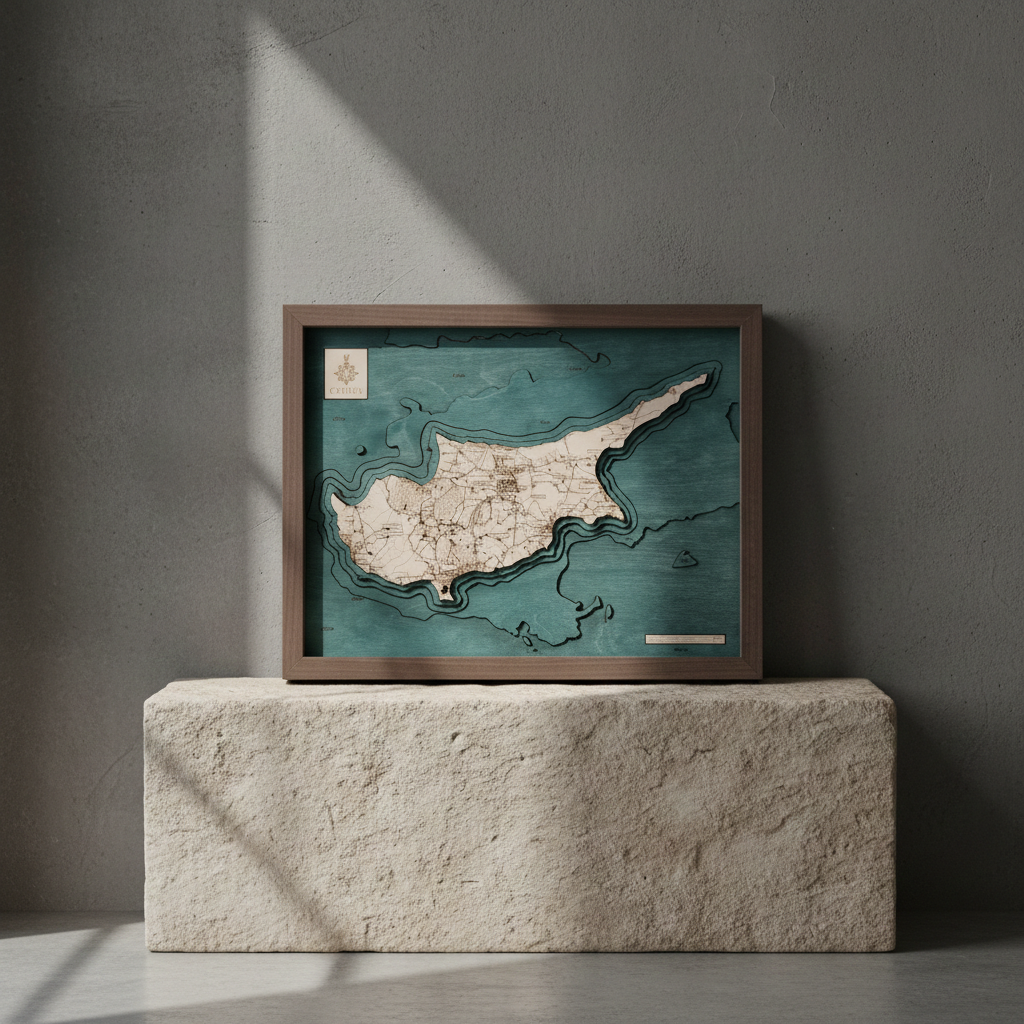 CYPRUS - 3D wooden wall map - version L