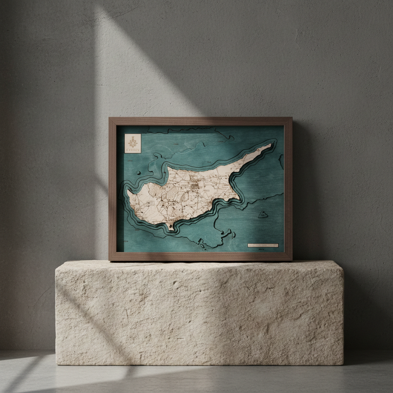 CYPRUS - 3D wooden wall map - version L
