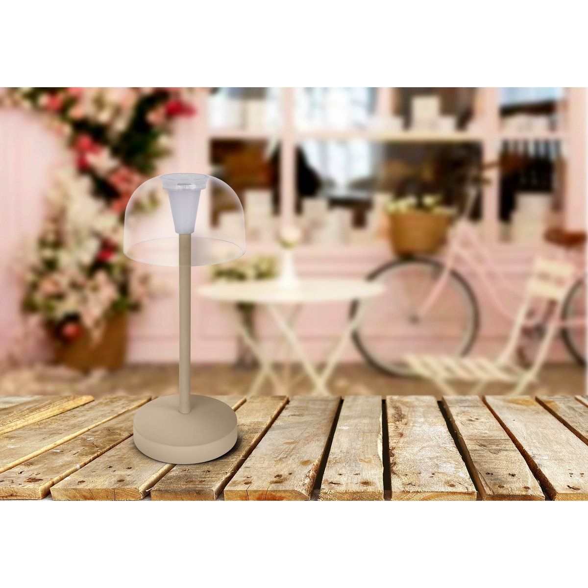 LED battery table light "Gomba" for outside and inside, made of metal and plastic in black, 18.5 cm high