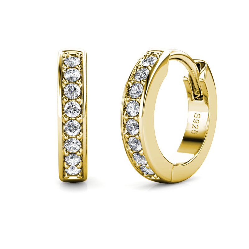 Boucles d'oreilles Circle Hoop - Doré et Cristal