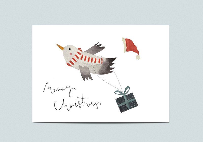 Christmas card seagull, postcard