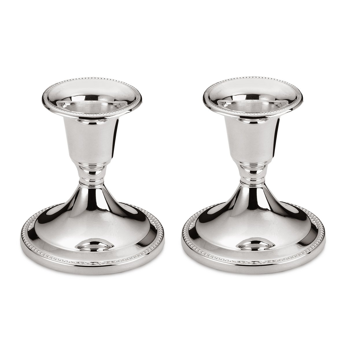 EDZARD set of 2 candlesticks Perla, height 7 cm, silver-plated, tarnish-protected, for stick candles