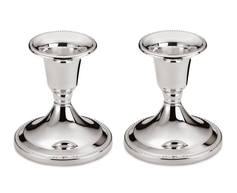 EDZARD set of 2 candlesticks Perla, height 7 cm, silver-plated, tarnish-protected, for stick candles