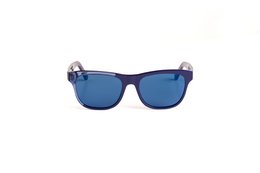 Blue rectangular sunglasses with a sleek, modern design.