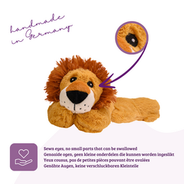 welliebellies® varmepude den naturlige varmtvandsflaske som en varm kæledyrsløve stor med økologisk hirsefyld og sundhedsurter | Varme at elske | Afslapning | Søvnhjælp | Knusende legetøj