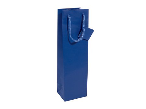 Geschenktüte Sigel-Flasche, Ultramarinblau, Mattlack, Geschenkanhänger, Papier, 157 g,