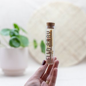Dried flowers and text in tube - Hello Baby - Birth - Newborn