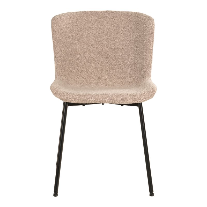 Maceda Dining Chair - Beige Bouclé, Black Legs - Set of 2