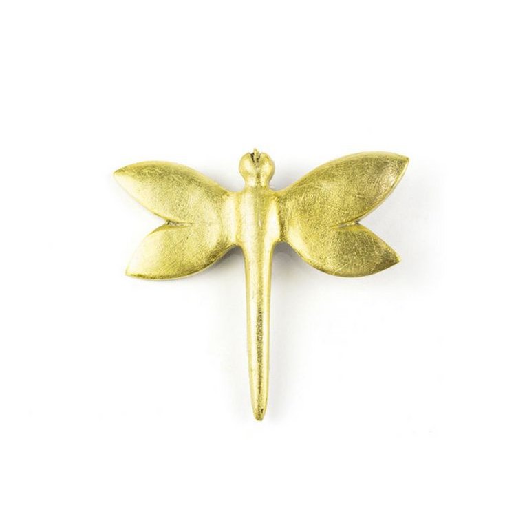 Goudgelakte libelle broche