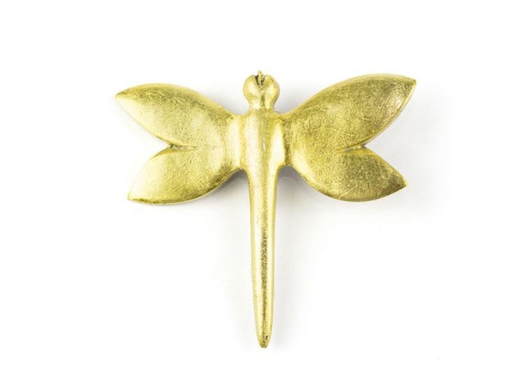 Goudgelakte libelle broche