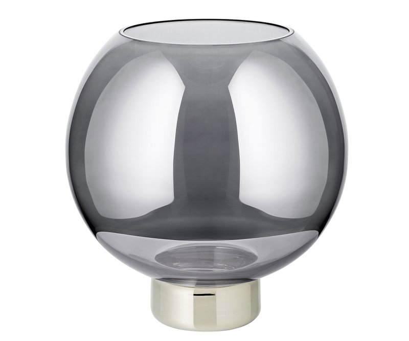 Lantern Jack (H 21 cm, Ø 19.5 cm), dark crystal glass with platinum base