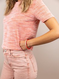Bracelet bandeau en corne blonde et laque orange