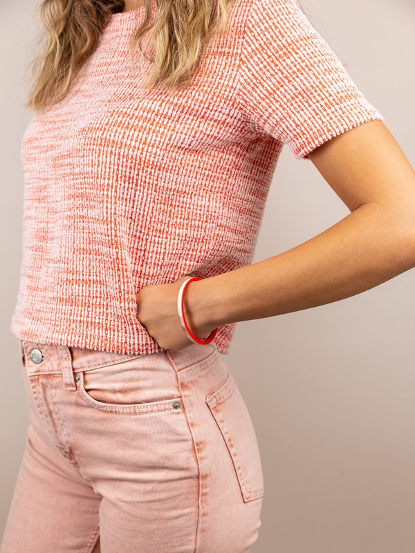 Bracelet bandeau en corne blonde et laque orange