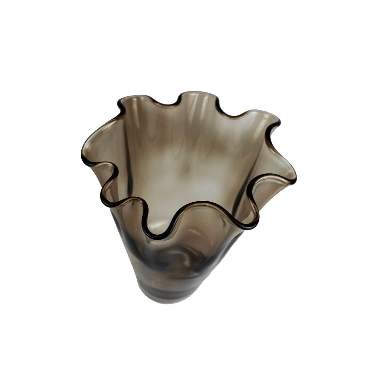 Vase glas bølget brun taupe glas vase bord vase 21 x 21 x 30 cm