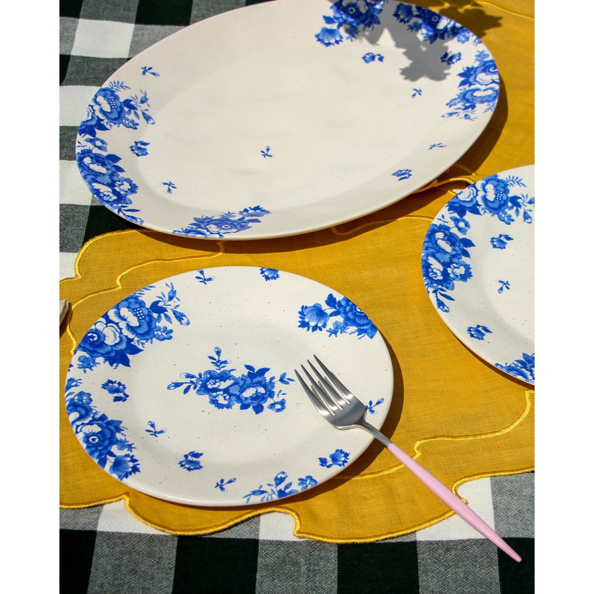 Server fad vintage blomster blå
