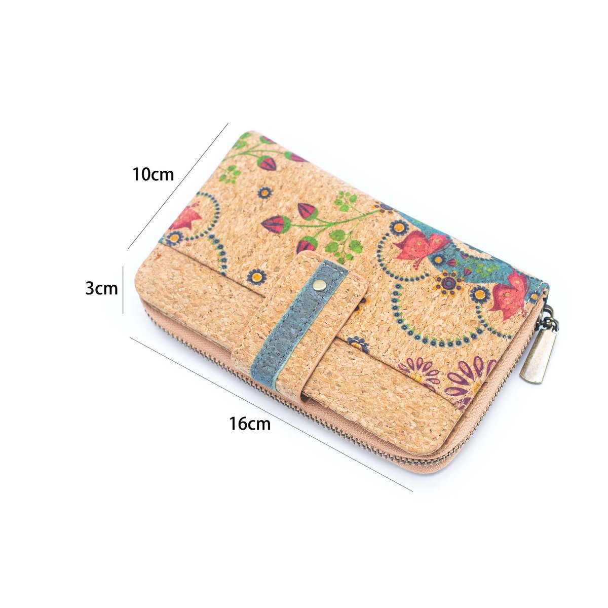 Ganz aus Kork. Farbiges Kork-Quadrat-Mini-Kork-Portemonnaie – BAG-2221