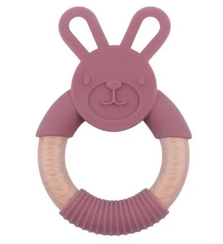 Baby-Beißring aus Holz und Silikon | Hase | PFLAUME