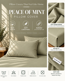 Housse de coussin - Satin de coton 400 fils au pouce - Paix de menthe