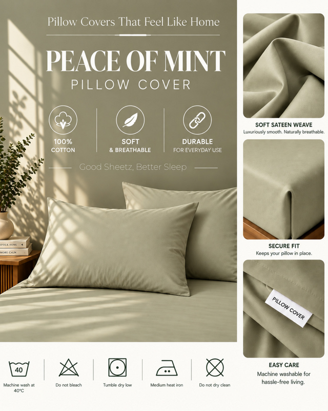 Housse de coussin - Satin de coton 400 fils au pouce - Paix de menthe