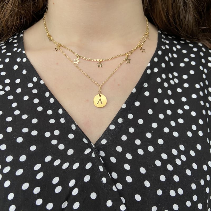 Pièce de monnaie lettre ketting - initiale A - argent
