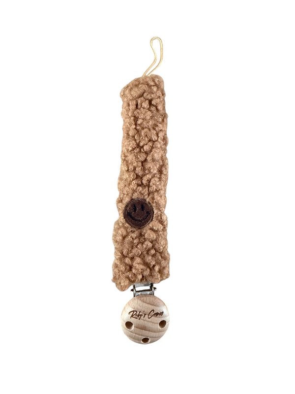 Pacifier Cord Teddy - Smiley - Dark Brown