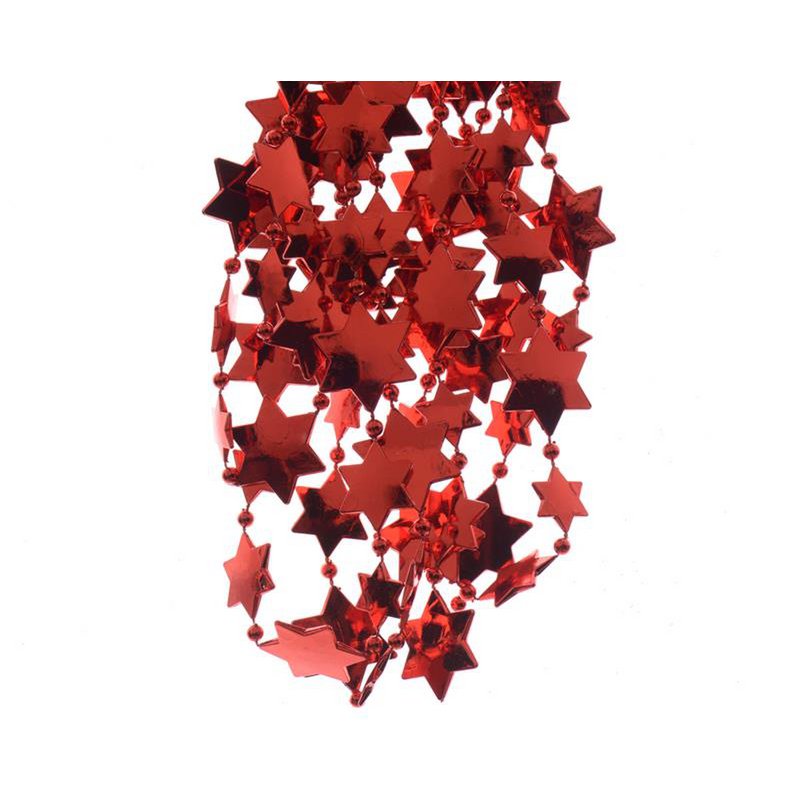 Bead garland star L270cm red