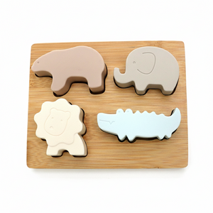 Weich und hart | Tierpuzzle Bambus & Silikon | Pastell