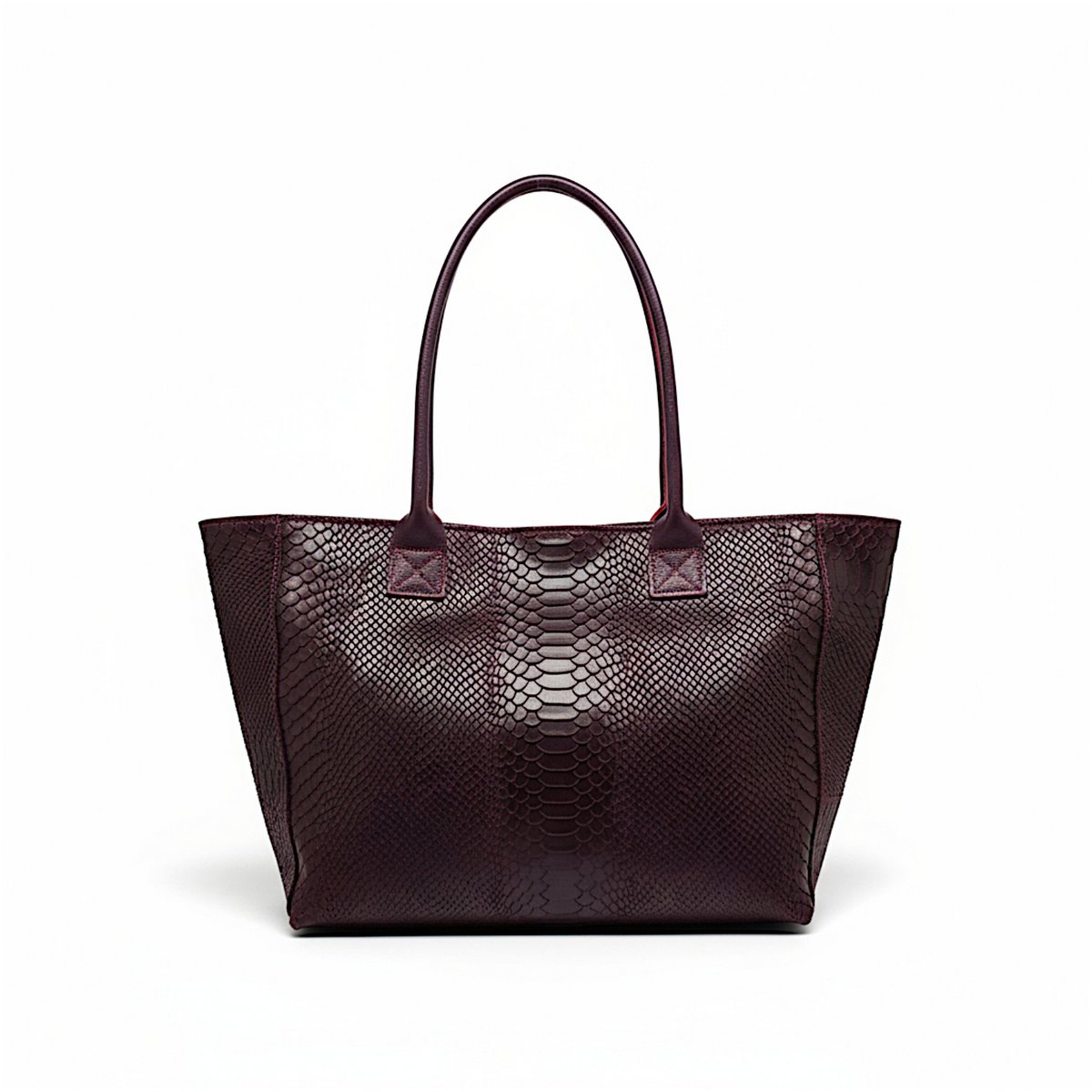 LOLA – Italian python-embossed leather bag – Burgundy