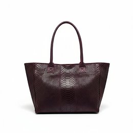 LOLA – Sac en cuir italien embossé python – Burgundy