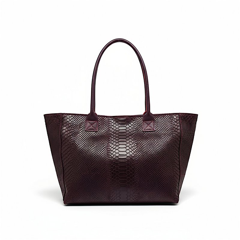 LOLA – Sac en cuir italien embossé python – Burgundy