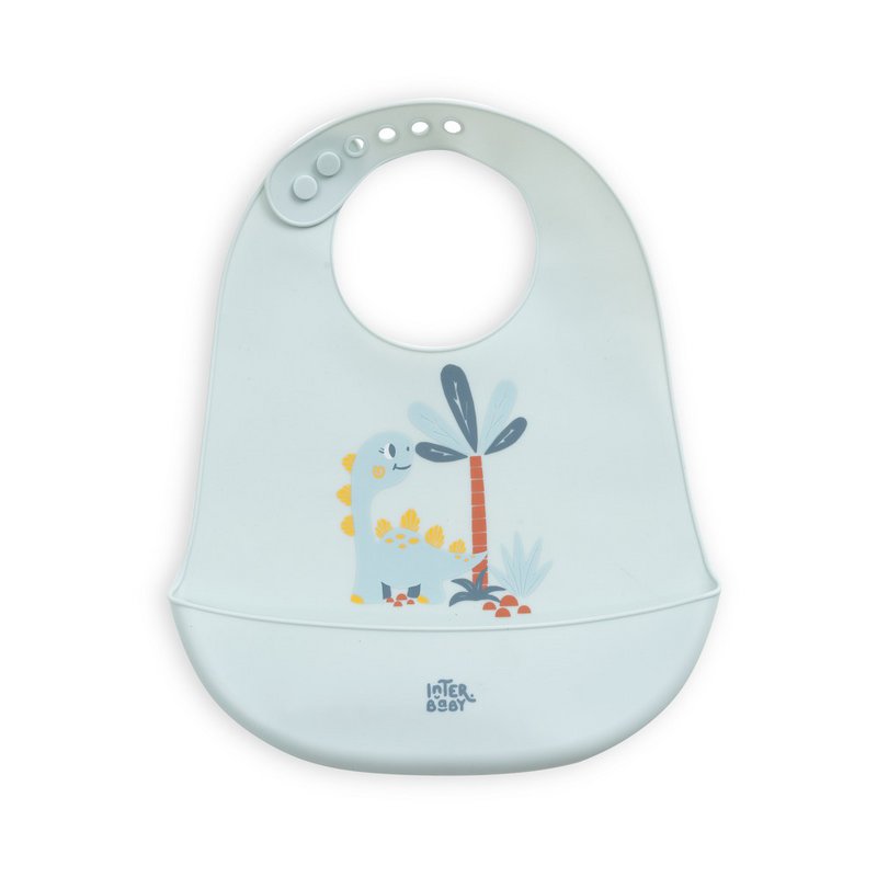 SILICONE BABY BIB - MOD. DINO - BLUE