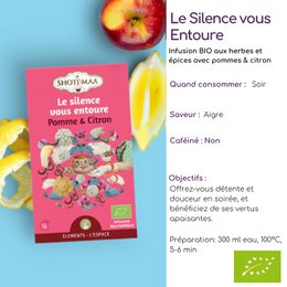 Organic Herbal Tea Le Silence Surrounds You – Soothing and Refreshing Well-Being Infusions - Honeybush, Apple and Lemon - Ideal Evening
